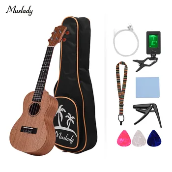 

Muslady 21 Inch Concert Ukulele Ukelele Mahogany Plywood with Carry Bag Strap Strings Tuner Cleaning Cloth Capo Celluloid Picks