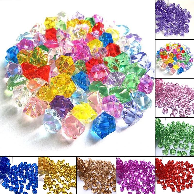 200*Acrylic Stones Plastic Gems Ice Grains Colorful Small Stones Children  Jewels Acrylic Gems DIYJewelry