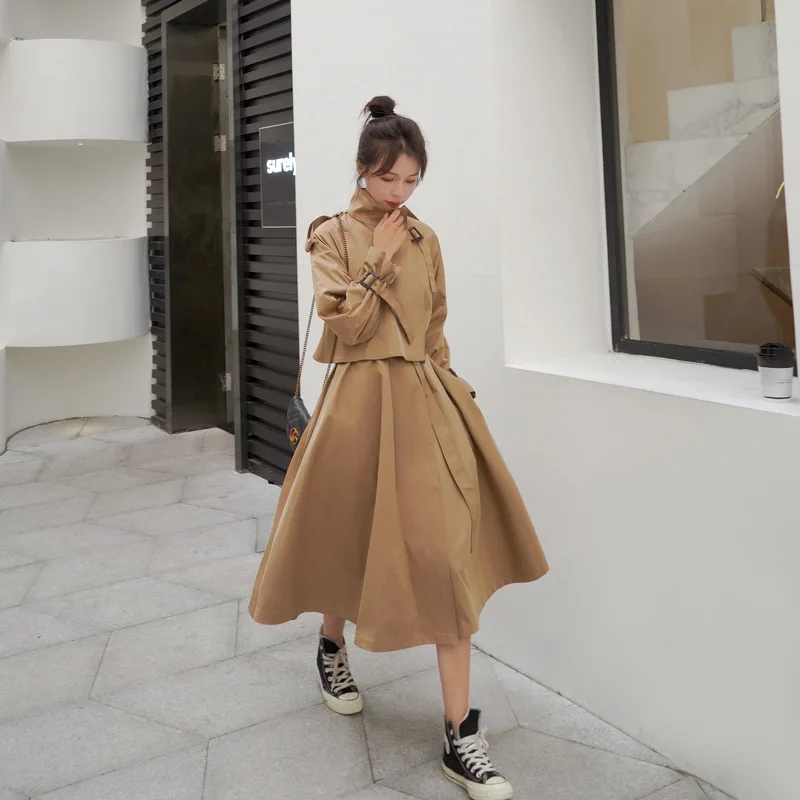 

Elegant Loose-Fit Fashion Western Style Cool by Age Convention Long Sleeve Trench Coat One-Piece Slimming