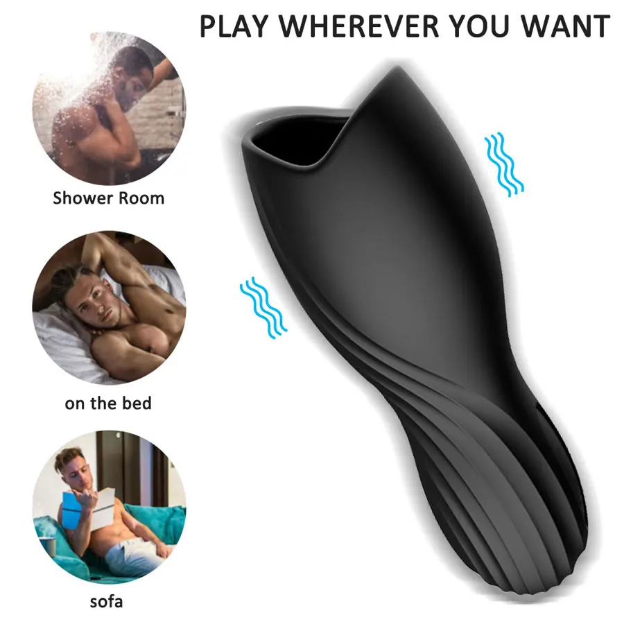 10 modes penis Delay Trainer Male Masturbator Vibrator Automatic Oral Climax Sex Glans Stimulate Massager Toys for Men | Красота и