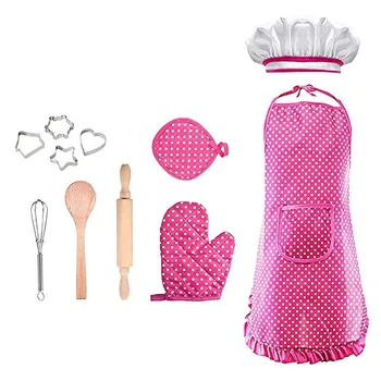 

apron waterproof Costume Set Kids Girls Cooking Game for Kids Girls Baking Set home kitchen cooking baking cleaning apron set
