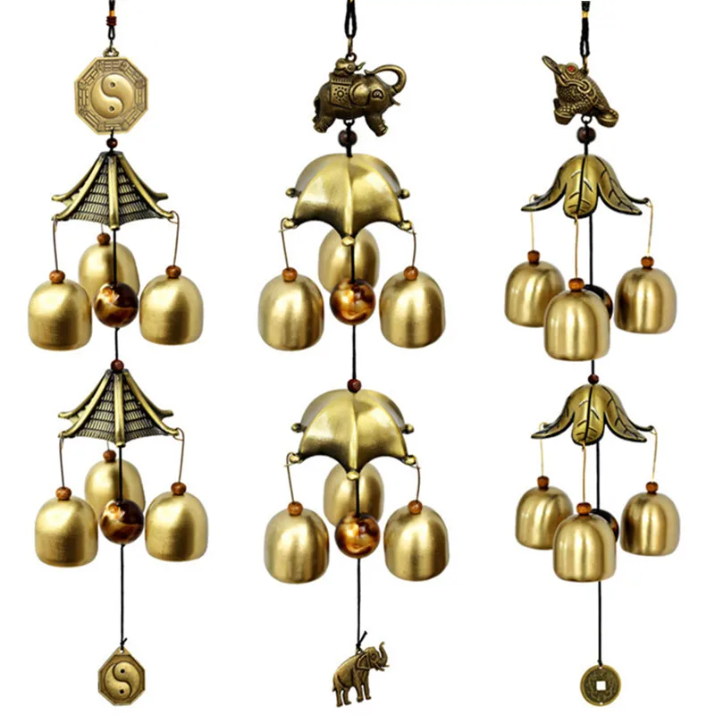 

Yunnan Lijiang Copper Wind Bell Hanging Door Decoration Creative Metal Bell Shop with 2 Layers and 6 Rings