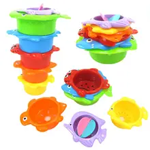 6Pcs Kids Toy Baby Stacking Cups Funny Toys For Boy Girl Kid Baby Rainbow Tower Ring Stacking Stack Up Nest Children Education