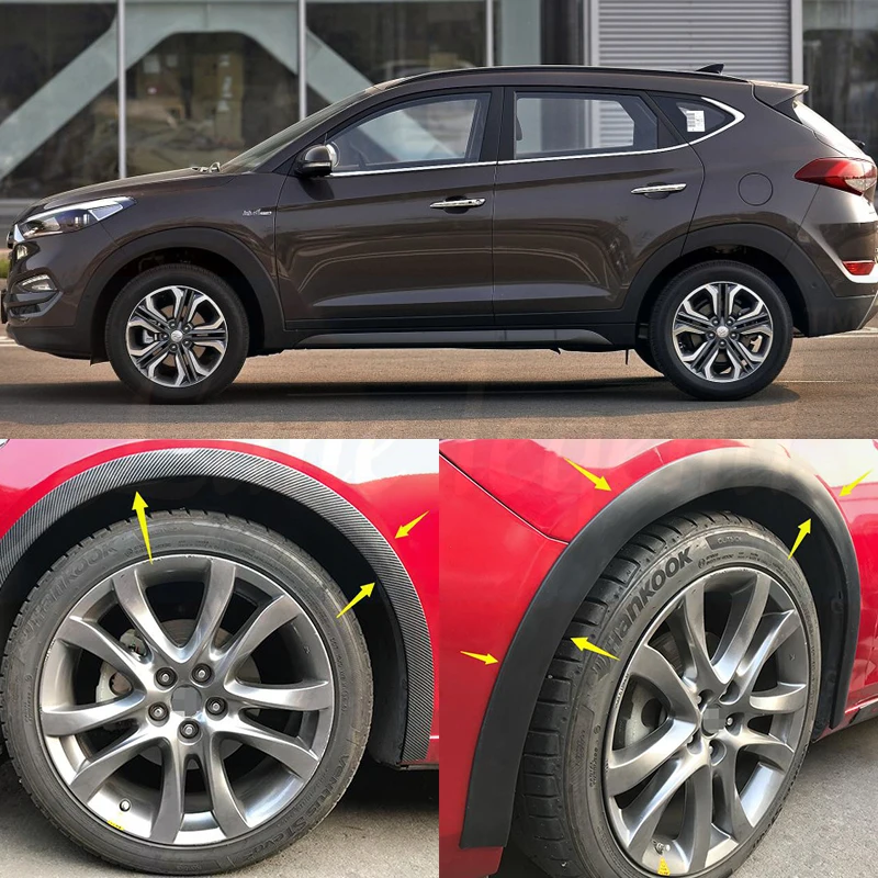 4 шт. универсальный автомобильный прицеп карбоновый волокнистый слой резины защита арки наклейка в форме губ отделка крыло вспышка против царапин подходит для hyundai