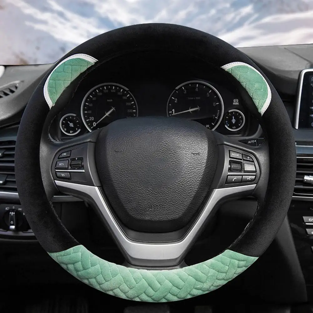 Автомобильные аксессуары 38 см/15 дюймов Чехол рулевого колеса автомобиля кожа мультфильм мягкий удобный D-type Лен углеродного волокна руль крышка