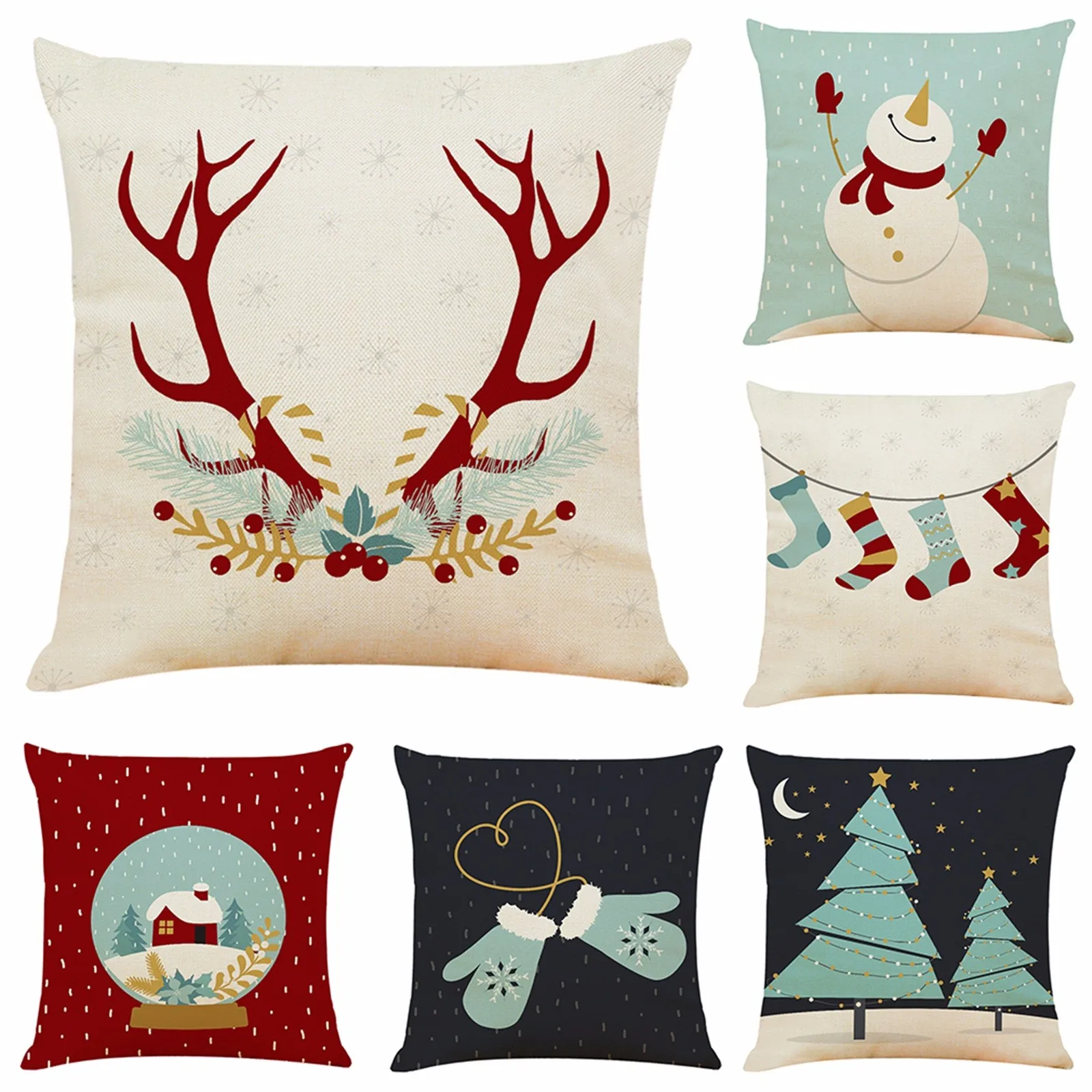 

Pillow Case Christmas Pattern Sofa Car Throw Cushion Cover Home Decor Family Decorating Christmas Gifts New Year Decoracion #GM