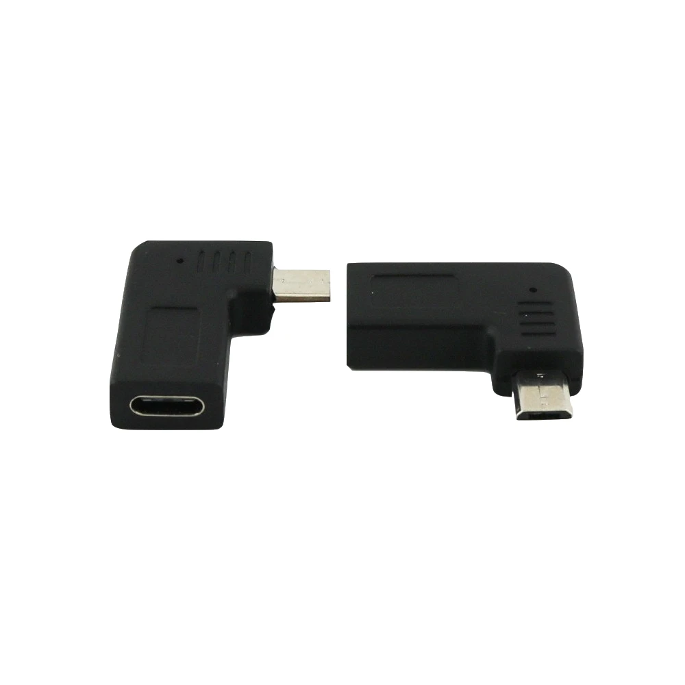 1х USB Micro штекер для USB 3,1 type C Женский Разъем 90 градусов левый угол данных зарядный адаптер конвертер Черный