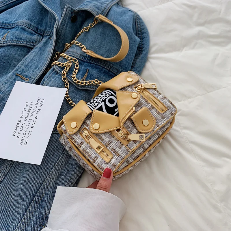 Новая дизайнерская роскошная сумка с цепочкой, куртка, одежда в форме панк, сумка на плечо, Женская шерстяная сумка через плечо