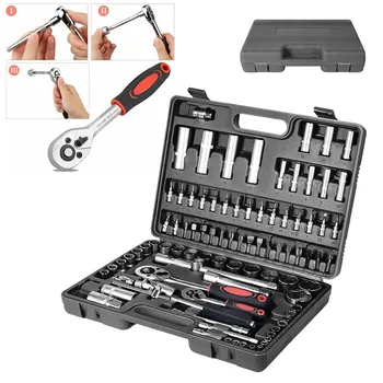 Price 94pcs Ratchet Wrench Kit Socket Repair Tools Set Multifunctional Auto Sturdy Durable Efficient Removal Ratchet Screwdriver