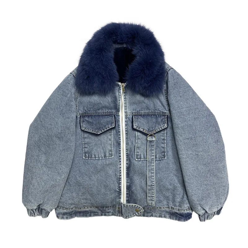 Babylovi Ковбойское женское пальто с хлопковой подкладкой,, зимнее свободное Ковбойское пальто свободного кроя, увеличивающее тепло, свободное хлопковое пальто