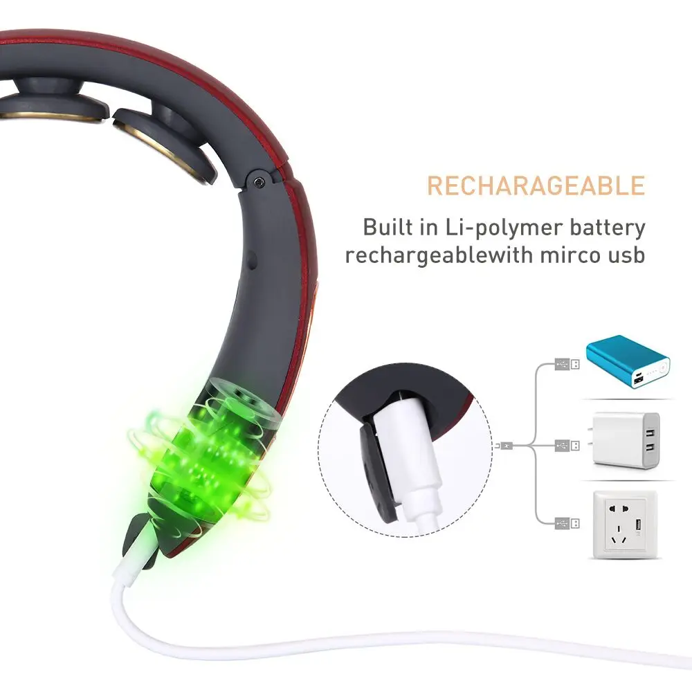 OLIECO электромагнитный массажер для шеи портативный USB Перезаряжаемый прибор для массажа шейки матки английский голос 4 режима Светильник Мода