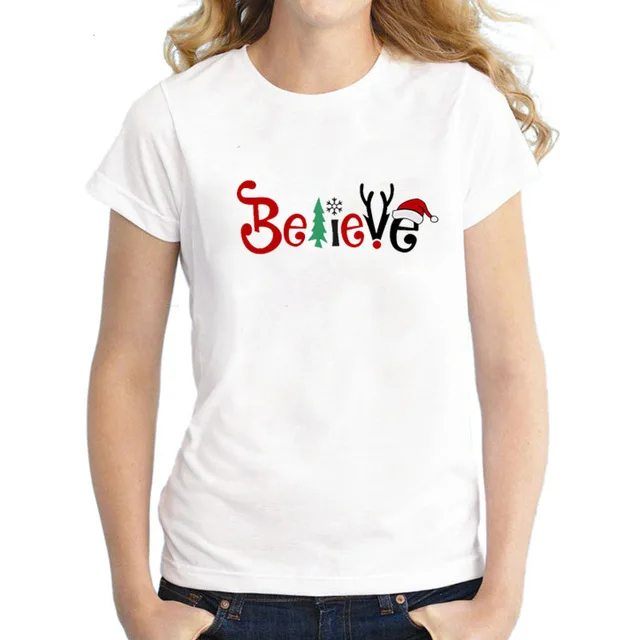 15 New kawaii reindeer t shirt women fashion Christmas Harajuku Short Sleeve t-shirt White Suitable all seasons Tshirt Tops clothes - Цвет: 15