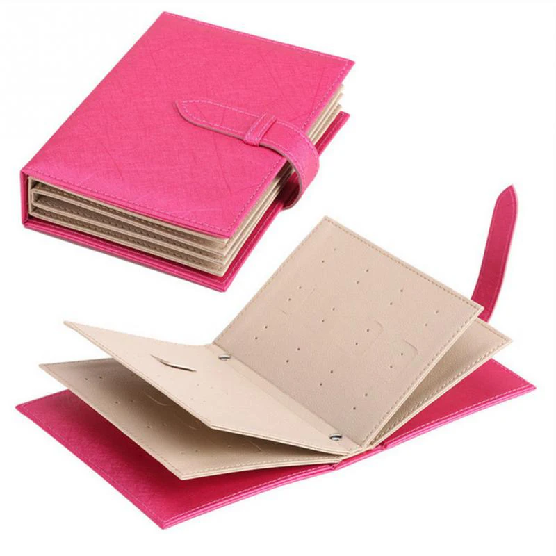 

Jewelry Storage Book Stud Earrings Collection Book Pattern Portable Jewelry Display Creative Jewelry Organizer Storage Box-Rose