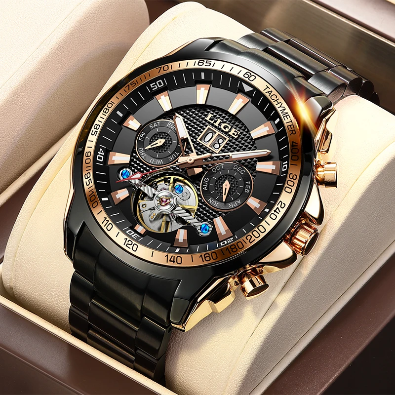 2022 Automatic Men Watch LIGE Top Brand Luxury Men Watch Mechanical Wrist Watch For Men Waterproof Reloj Hombre Tourbillon 1