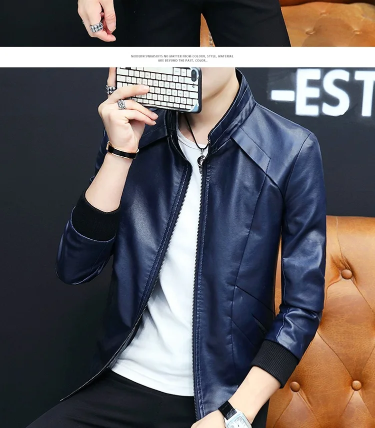 Gt-6720 Autumn And Winter New Style Korean-style Slim Fit MEN'S Leather Coat Trend PU Leather Jacket Men's Large Size Motorcycle