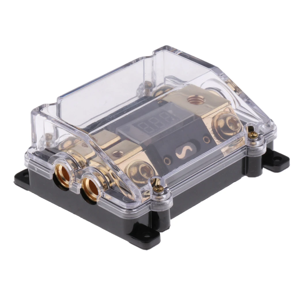 100A Audio Stereo Fuse Holder Distribution Block LED Digital Voltage Inline