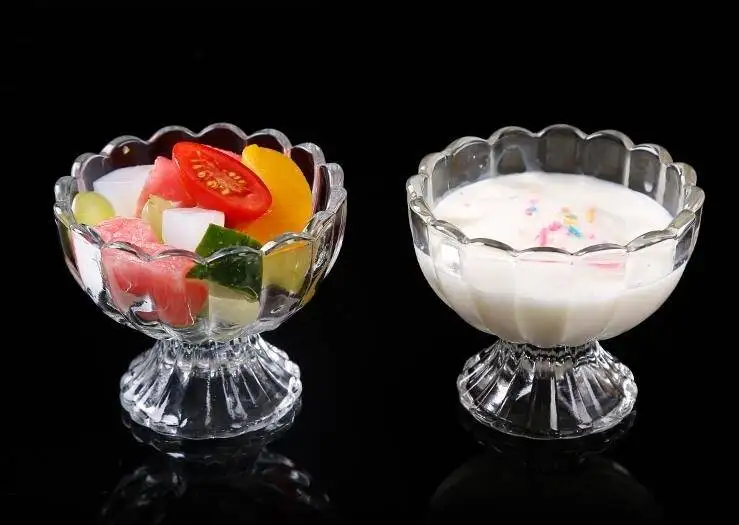Стеклянная Бессвинцовая прозрачная чашка для десерта, сока, салата, стакан для молока, чая, молочного коктейля, чашка для мороженого, чашка для мороженого, стакан для воды