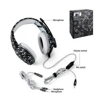 

New K1B Camouflage Headphones For Ps4 Switch Game Wired Headphones Mobile Computer Headset Gaming Headphones