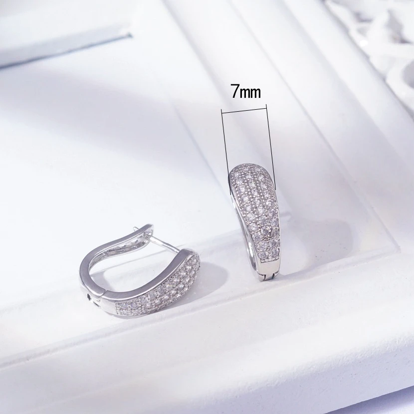 Серебряные нежные маленькие серьги-кольца с кубическим цирконием AAA для женщин, свадебные серьги для невесты, геометрические обручи