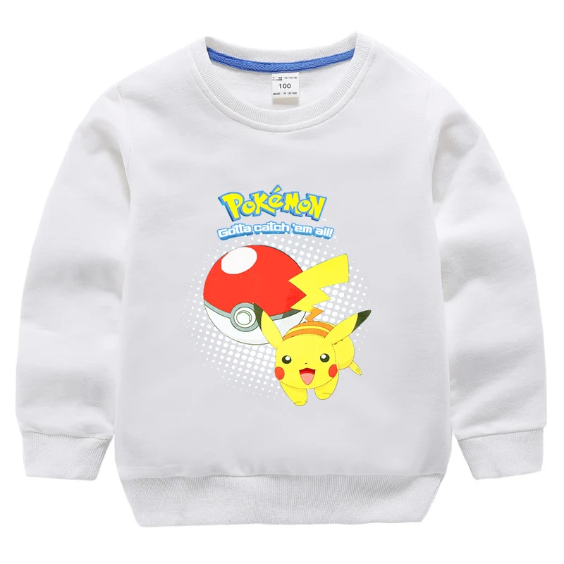 color 9 От 2 до 10 лет модная Милая толстовка с покемоном Детские аниме Pika Логотип толстовки для мальчиков с принтом Пикачу для девочек, свитшоты для маленьких девочек Джемперы наивысшего - Цвет: color 9