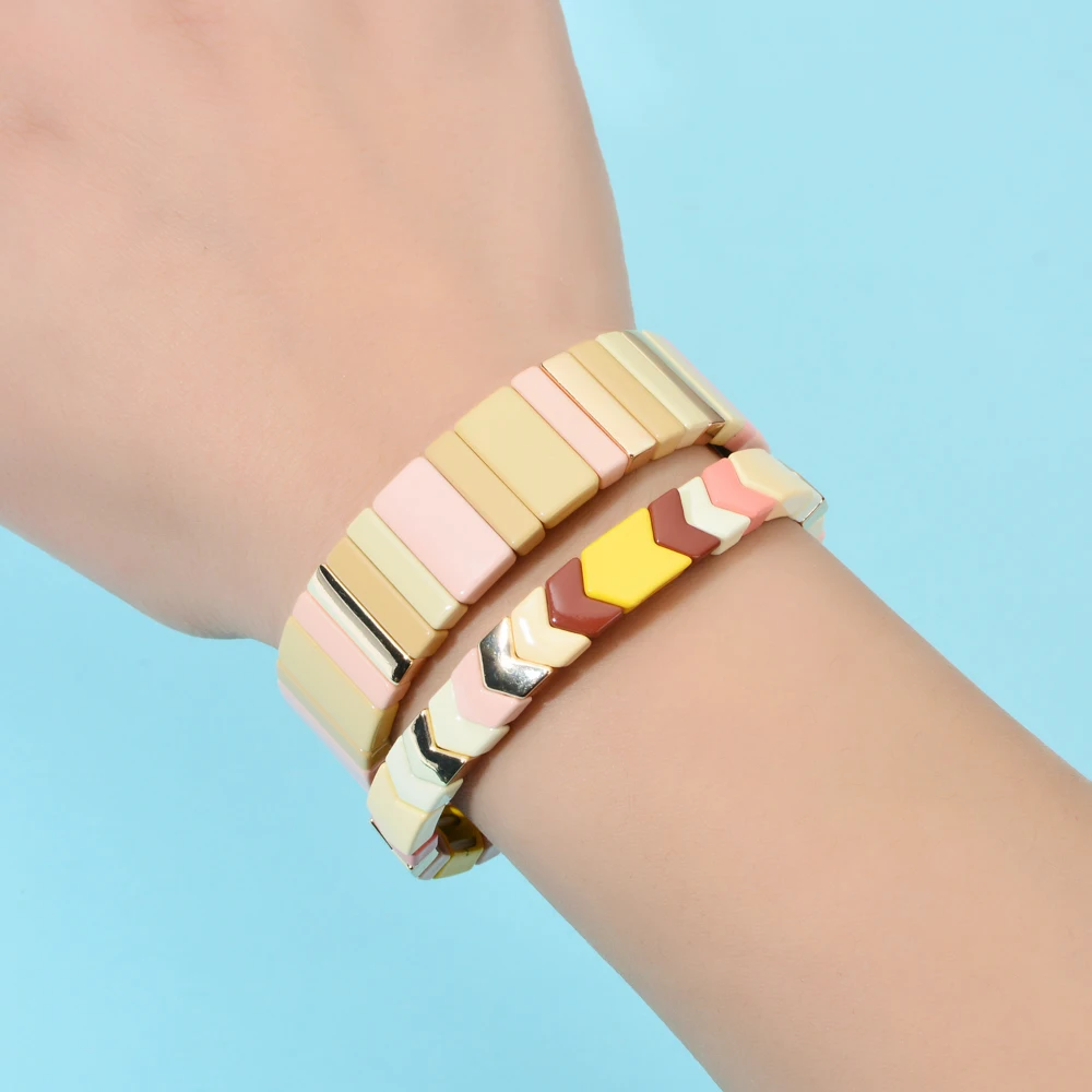 DIY Bracelets For Women Friendship Bracelet Jewelry Pulseiras Mujer Enamel Tile Bracelet Boho Summer Fresh Color Gifts bracelet jewelry leather bracelets