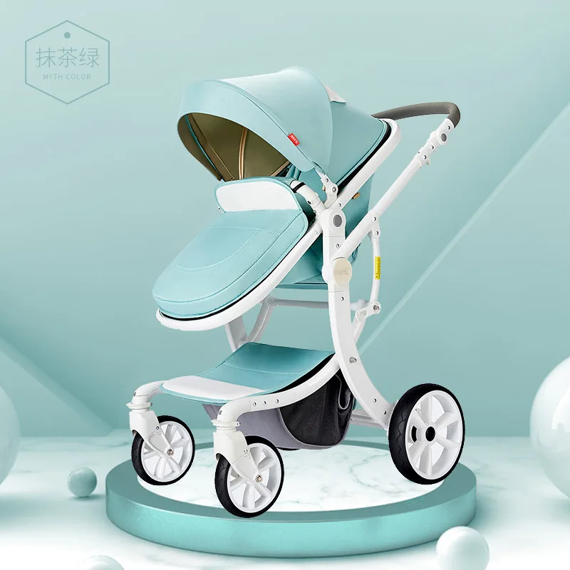Универсальная детская коляска из алюминиевого сплава Highland Scape на четыре сезона, может лежать, амортизирующая, для новорожденных, детское автокресло на колесиках - Цвет: green