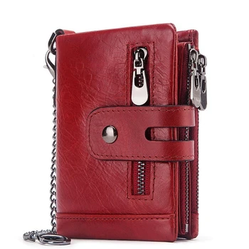 

New Genuine Leather Women Wallets Female Red Coin Purse Small Wallet Portomonee Zipper Money Bag Ladies Purses Mini Card Holder
