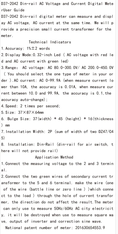 AC 80-300V 200-450V Voltmeter Ammeter Current Monitor Voltage Gauge Volts Indicator AC0.01A-99.9A Air Switch External CT LED