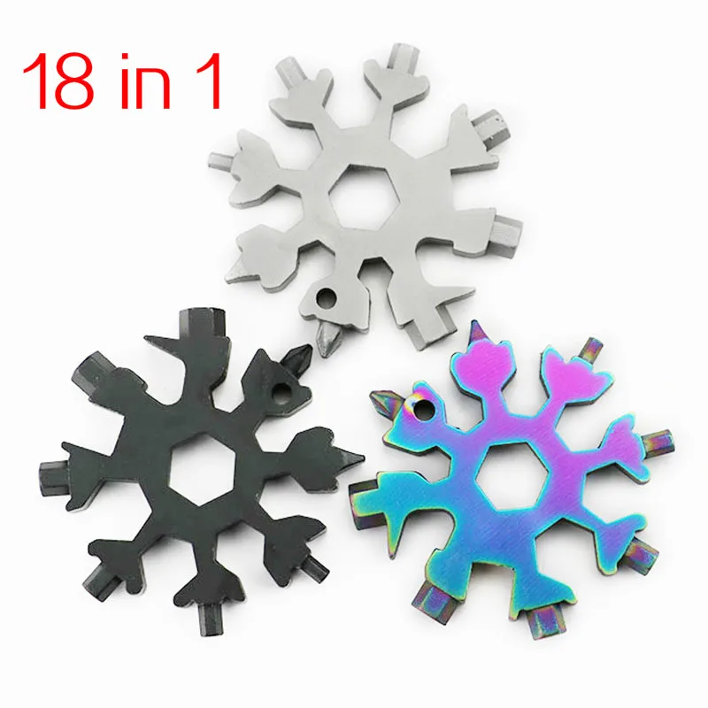 

NEW 18-in-1 Card Type Snowflake multifunction tool combination Portable Snowflake Tool With key ring Allen wrench Home car tools