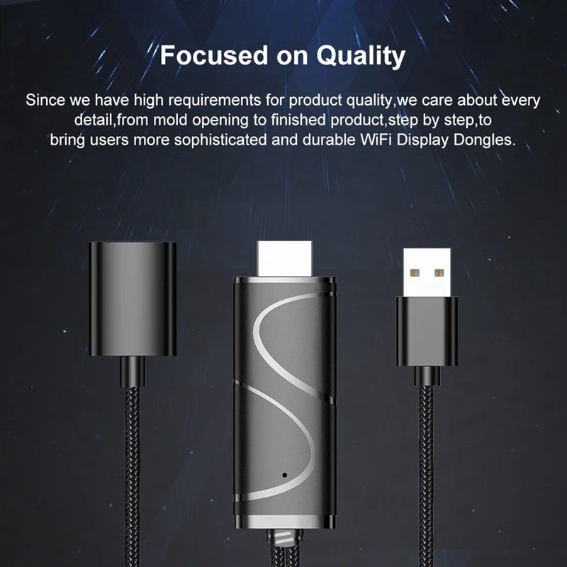 Дисплей кабель программный ключ 1080P USB к HDMI Кабель Micro-USB/type-C интерфейс Поддержка 4K Совместимость с Android и IOS