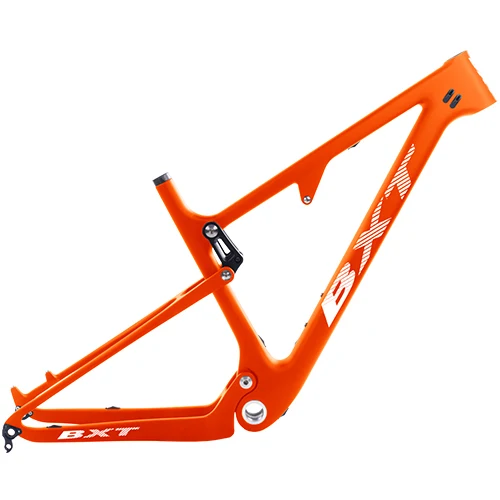 Full suspension MTB bike frame 29er ultralight T800 carbon fiber BSA mountain bicycle frames boost 148*12mm Suspension frame 142 - Цвет: BXT full orange