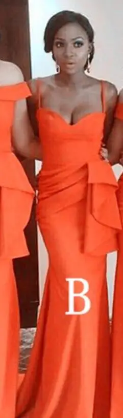 B Style in Orange Оранжевое платье подружки невесты в стиле русалки с оборками на талии с вырезом лодочкой свадебное платье для гостей для женщин Vestido Madrinha - Цвет: B Style in Orange