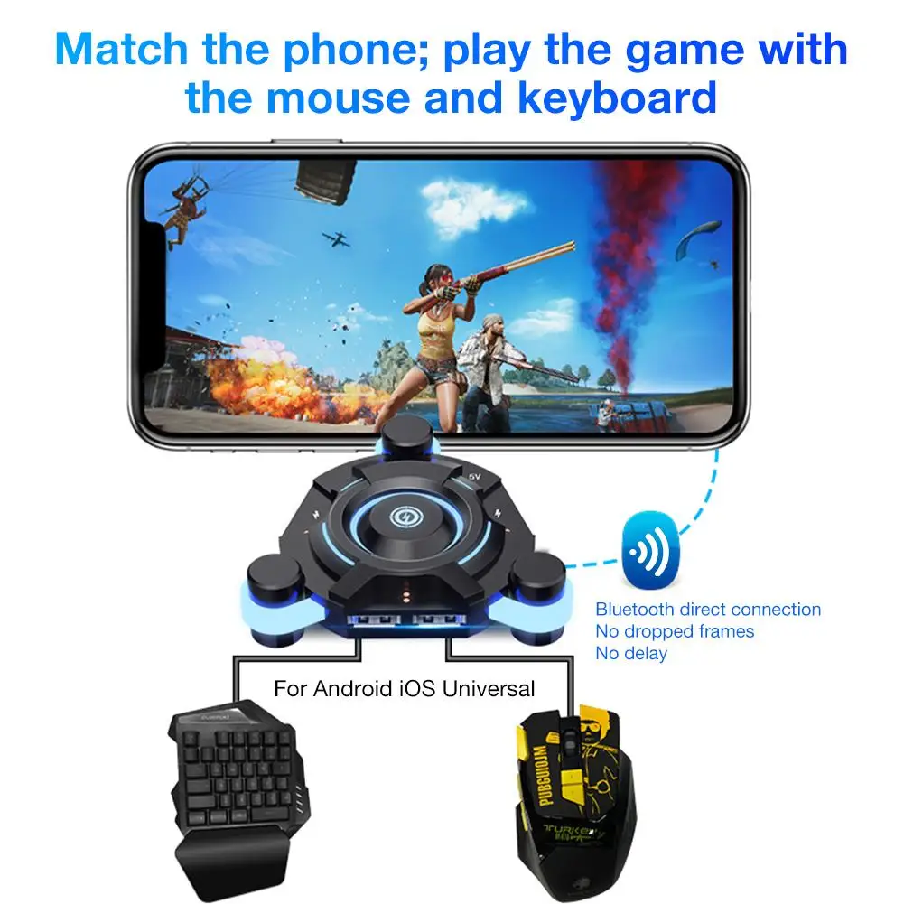 PUBG мобильный Геймпад контроллер игровая клавиатура мышь конвертер для Android Ios телефон к ПК Bluetooth 4,0 адаптер Plug And Play