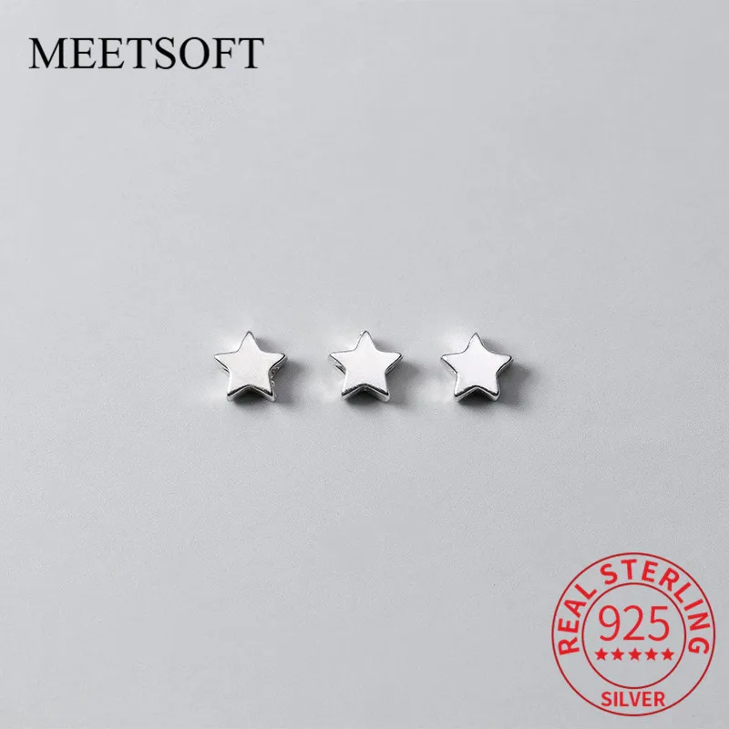 

MEETSOFT Classic 2pcs/lot S925 Sterling Silver Stars Beads Charms Special of DIY Necklace Accessories Jewelry Making Findings
