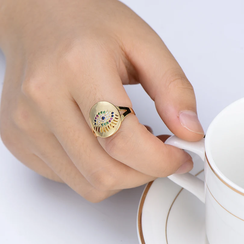 Pipitree открытым &quotоко дьявола&quot с углом обзора кольцо для женщин Золотой Цвет