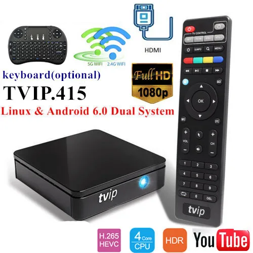 ТВ-приставка IP.415 Linux/Android, четырехъядерный 1080P Отт 2,4G 5G WiFi HDMI Медиаплеер Linux ТВ-приставка+ клавиатура