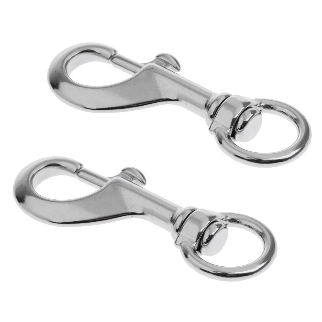 Perfeclan 2x Stainless Steel Hook Ring Snap Bolt Single End Buckle Clip 88mm