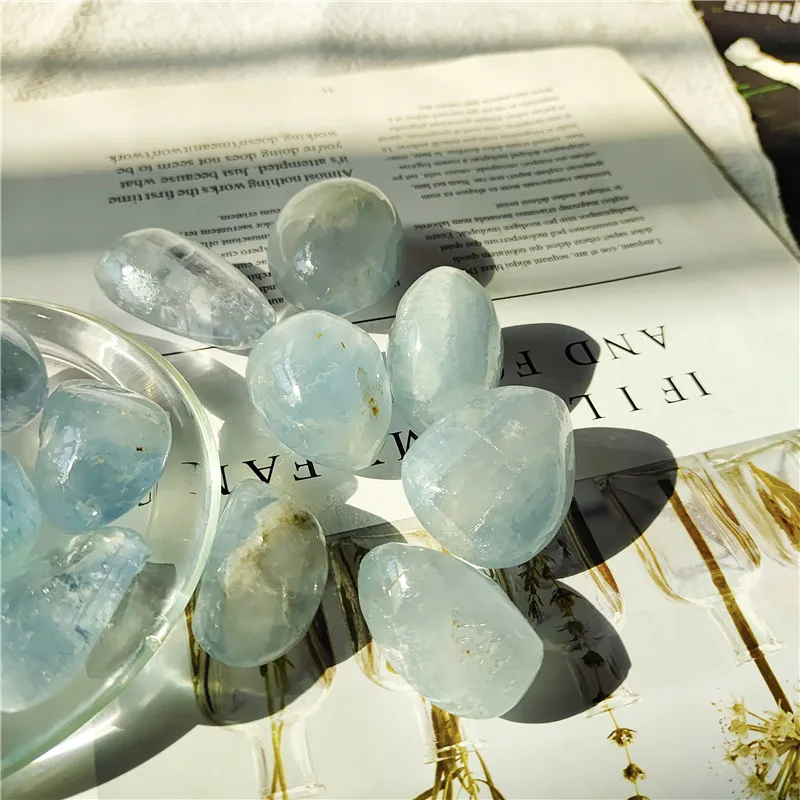 Best Selling Natural Healing Crystals Celestite Tumbles Stone For Christmas Decoration 5