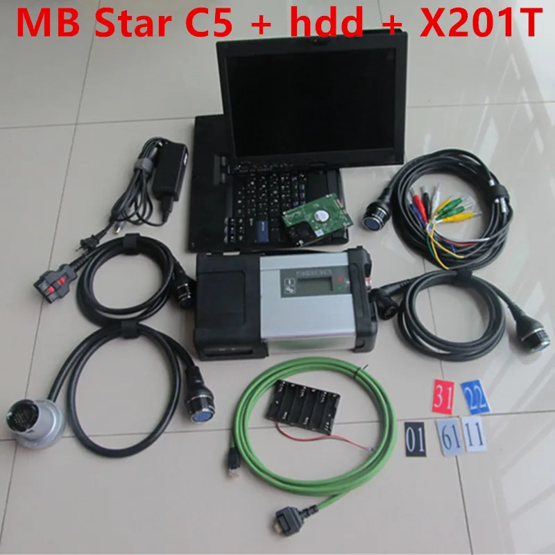 Высокое Качество MB Star C5 SD Подключение C5 D. AS DTS,09 v Star диагностическое программное обеспечение HDD SSD с x201t ноутбук 4g i7 диагностический компьютер - Цвет: c5 x201 HDD