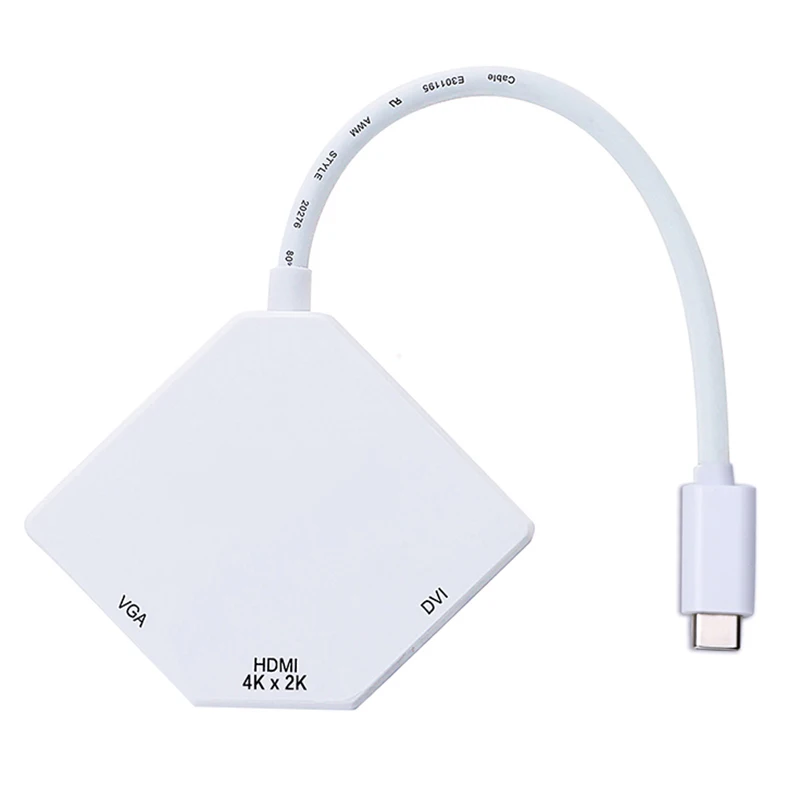 USB-C к HDMI, VGA, HDMI, DVI многопортовый адаптер Тип-C HDMI 4K 3 в 1 Многофункциональный кабель конвертер DJA99