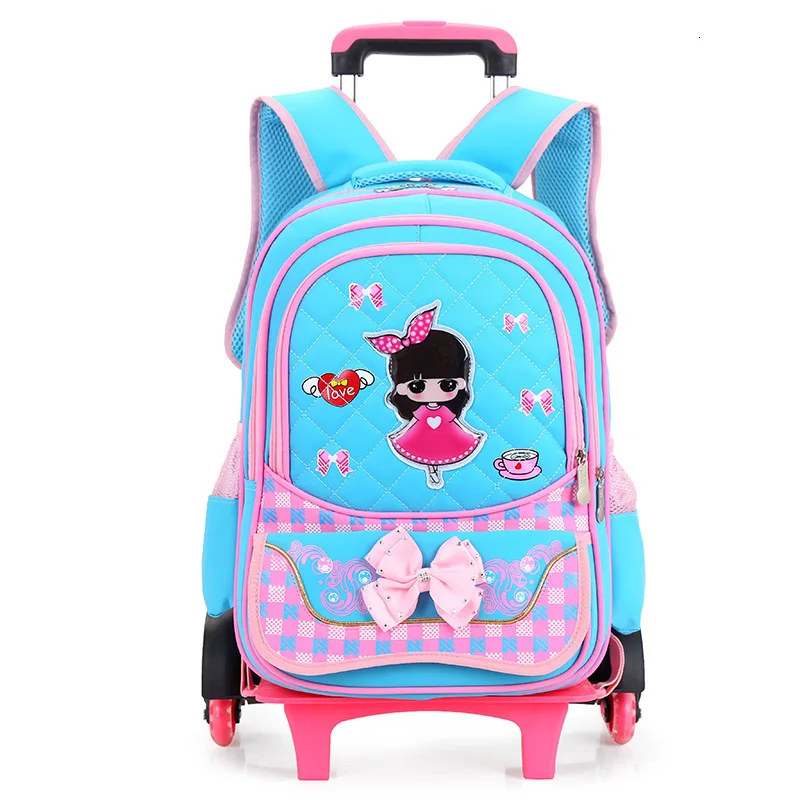 School Sales Removable Children Hot Bags with 2/6 Wheels for Girls Trolley Backpack Kids Wheeled Bag Bookbag travel luggage