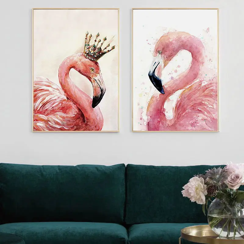 Modern-Minimalistic-Animal-Flamingo-With-Leaves-Canvas-Art-Abstract-Painting-Print-Picture-Wall-Poster-Office-Home (4)