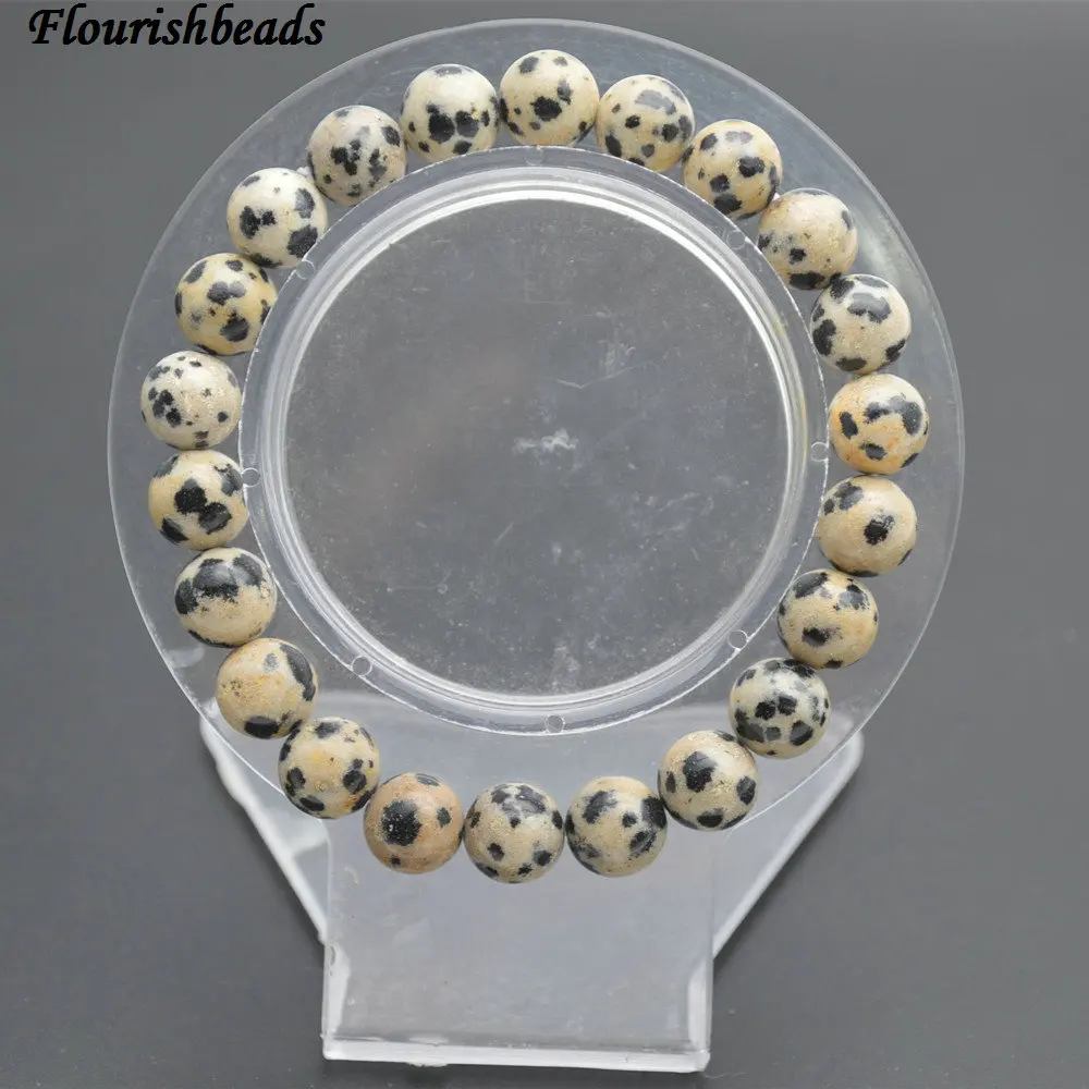 Браслет из натуральной далматинской яшмы с круглыми бусинами 8 мм|jewelry bracelet