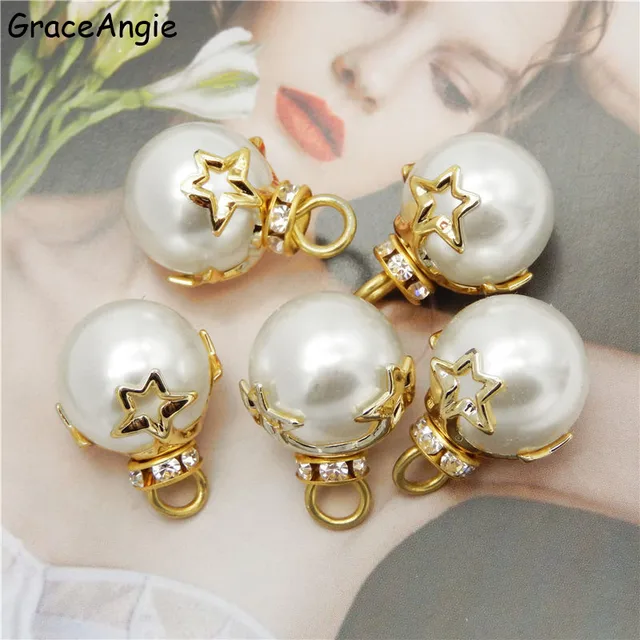10pcs Round white Pearl charm spacer Loose Beads Jewelry Making craft  Pearls No Chain Necklaces & Pendants Women Fine Jewelry Gold