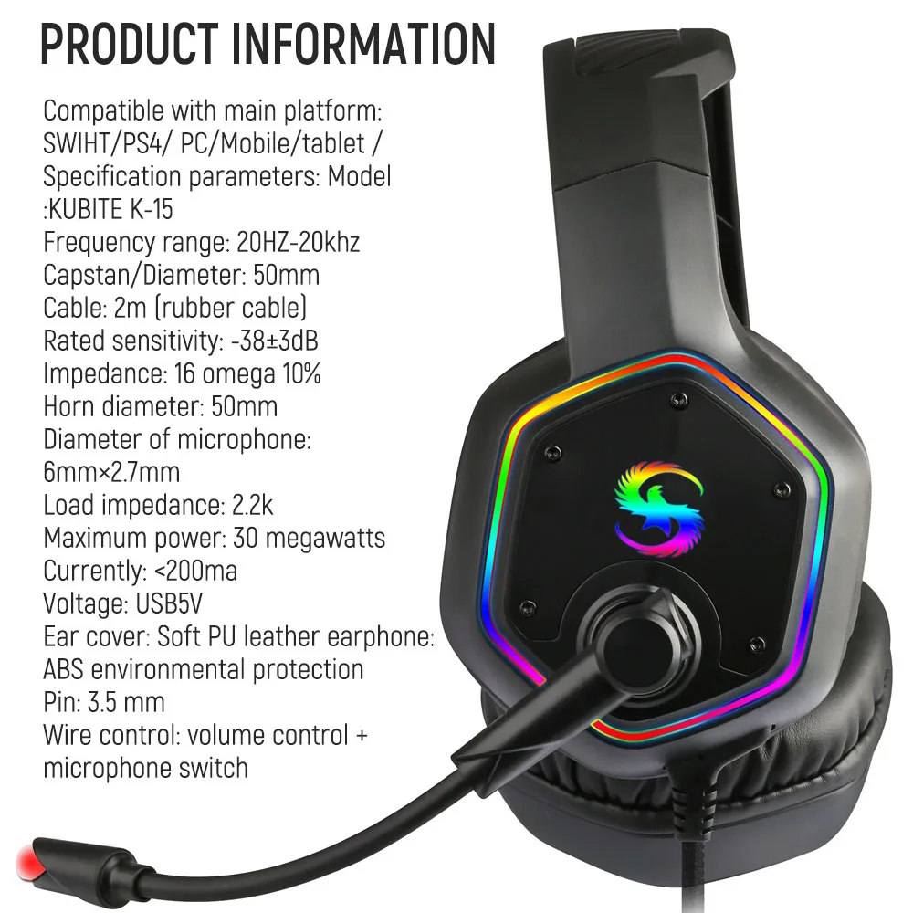 Professional PS4 Gaming Headsets With Mic RGB LED Light Headphones 3D Stereo Noise Reduction Music Earphones For PC Tablet