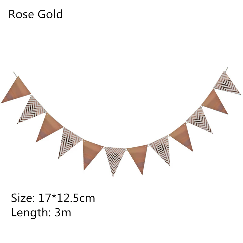 Rose Gold Flag Много тем с днем рождения баннер счастливый душ украшения Вечеринка день рождения Бантинг Стенд Фото флаги день рождения Детская гирлянда - Color: Rose Gold Flag