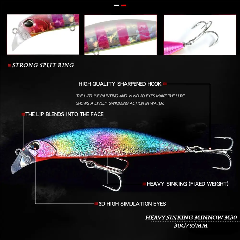

Outdoor Winter Fishing Crankbaits Useful Minnow Baits Long Casting Lure Fish Hooks Minnow Lures