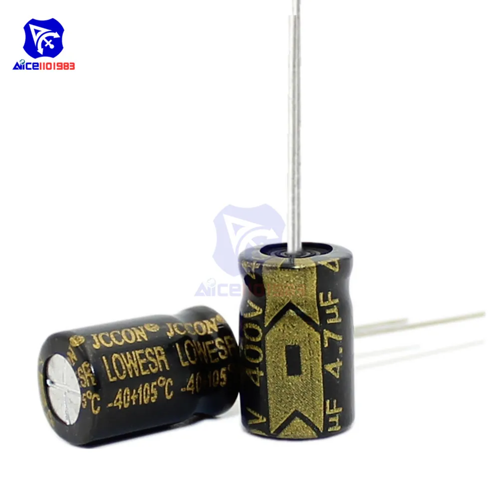 10PCS/Lot Aluminum Electrolytic Capacitor 400V 4.7μF 8x12mm High Frequency Low ESR-40-105℃ 400V4.7μF 8*12mm Capacitor