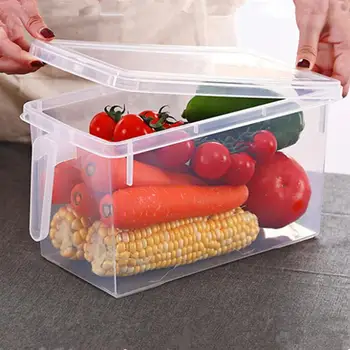 

Kitchen Container Box Transparent Drawer Type Refrigerator Storage Box Rectangular Food Frozen Container With Lid Handle