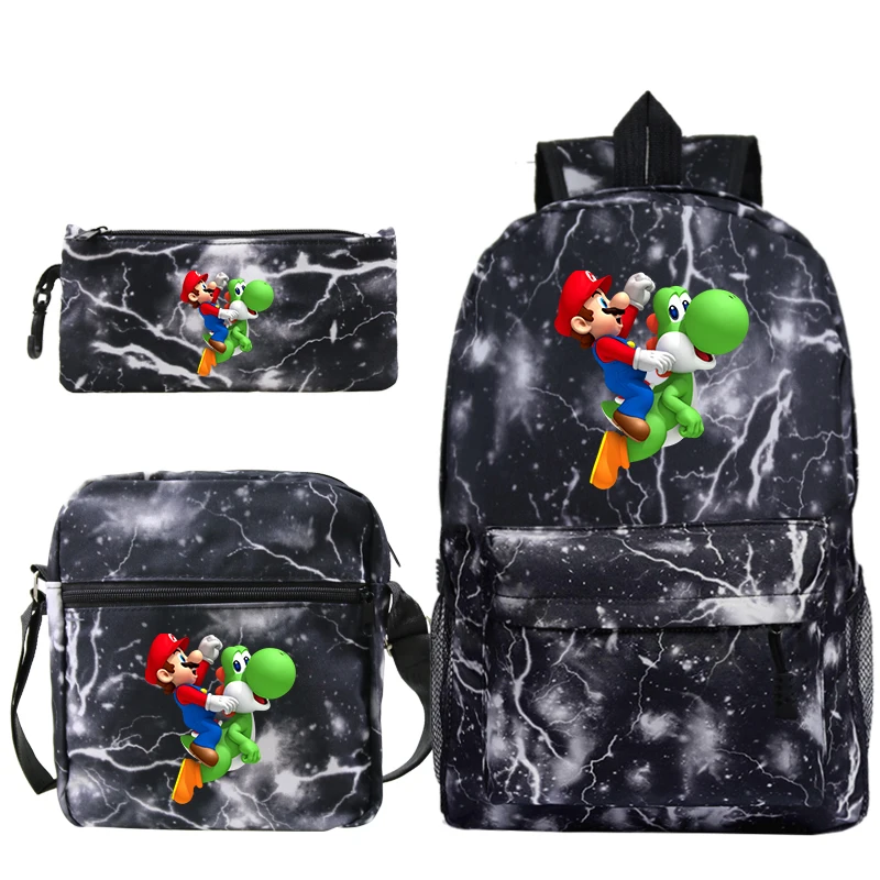 3 шт./компл. хип-хоп большой рюкзак Mochila супер рюкзак Марио Карандаш сумка Kpop Sac Dos аниме школьные сумки для девочек-подростков 11